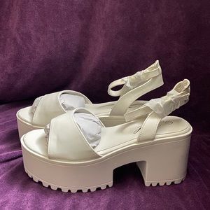 White Cleated Platform Sandals